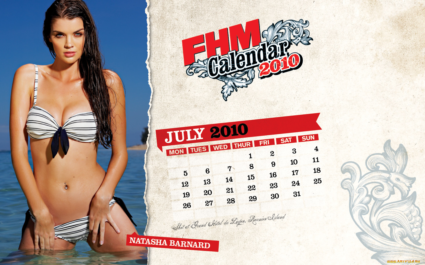 Calendar curling naked woman