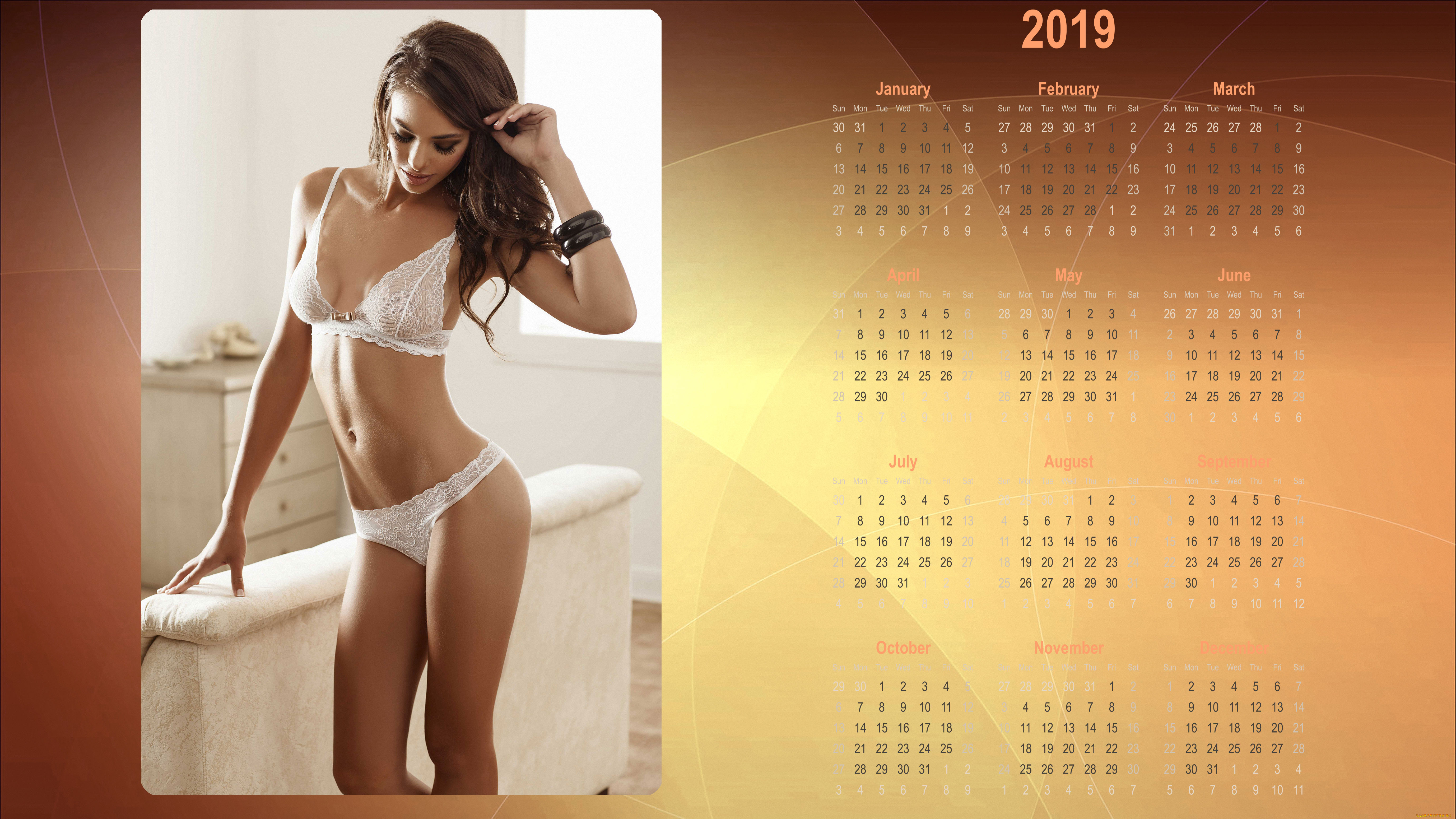 Calendar curling naked woman