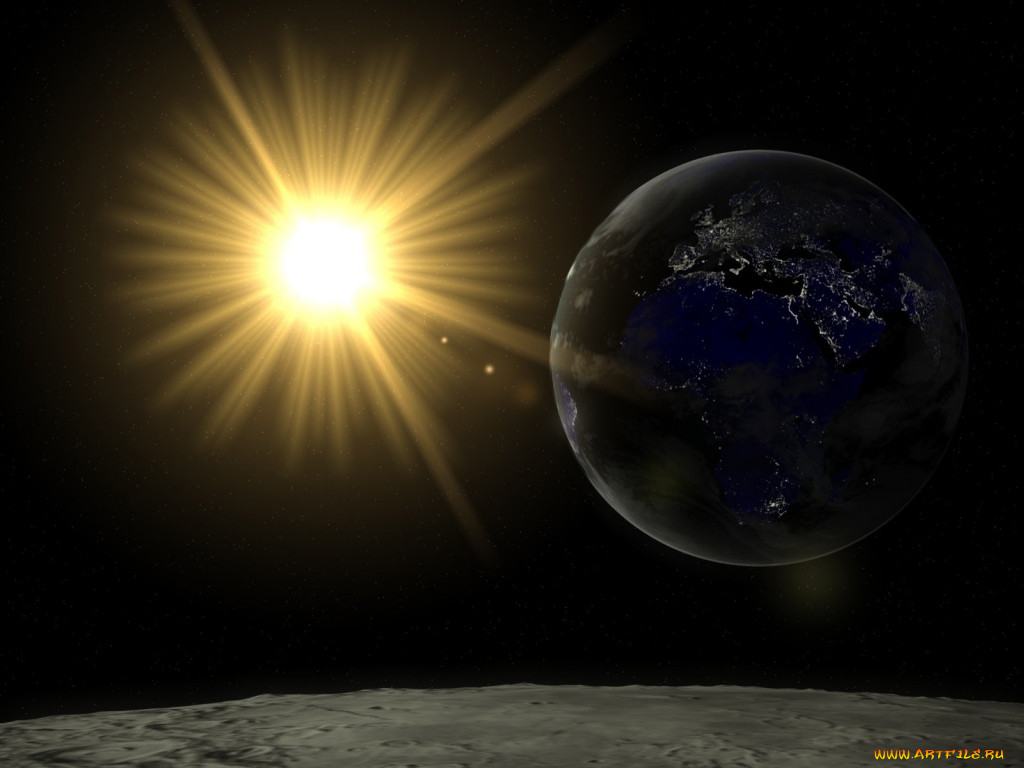Фото луны и земли и солнца