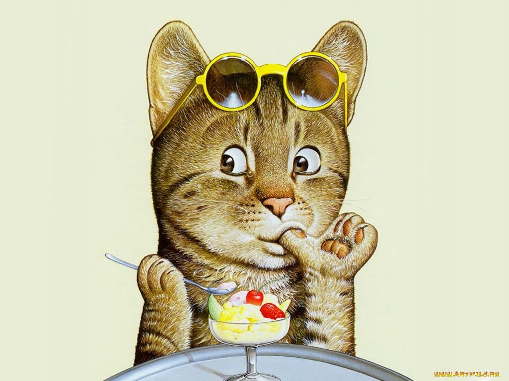 Смешные коты картинки рисованные