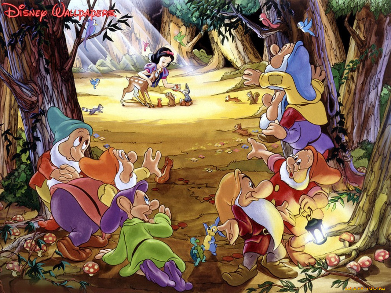 Каждый из семи гномов подарил белоснежке. Белоснежка и семь гномов Disney. Disney background«Белоснежка и семь гномов». Snow White and 7 Dwarfs.