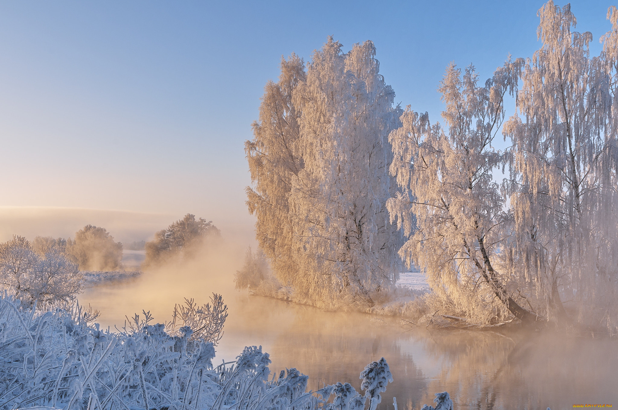 Фото зимнее утро на реке