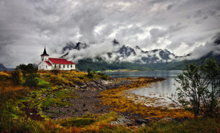 Sildpollnes Church on Lofoten Islands in North Norway     2048x1243 sildpollnes church on lofoten islands in north norway, , -  ,  ,  , , 