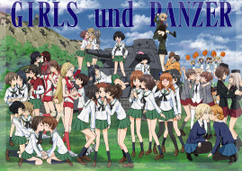girls and tanks, аниме, girls und panzer, фон, взгляд, девушки