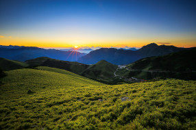природа, восходы, закаты, рассвет, центральный, горный, хребет, восход, горы, тайвань
