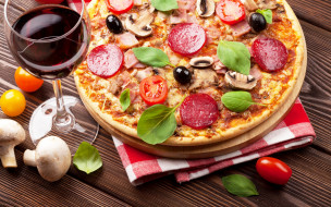      2880x1800 , , , , mushrooms, ham, wine, cheese, tomato, sausage, , , , , pizza