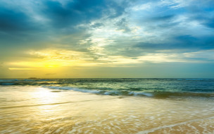      2880x1800 , , , , , sand, wave, sunset, sea, beach