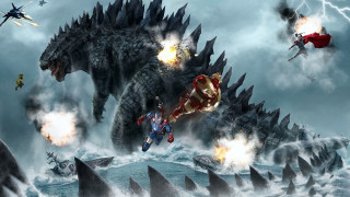 Godzilla vs Avengers     1920x1080 godzilla vs avengers, , , godzilla, vs, avengers