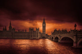 города, лондон , великобритания, река, мост