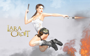 видео игры, lara croft and the guardian of light, пистолет, фон, девушка, взгляд