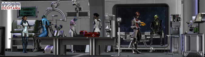 Mass Effect - Occitania: Dae Hyun and Cassius обои для рабочего стола 3840x1080 mass effect - occitania,  dae hyun and cassius, видео игры, фон, взгляд, девушки