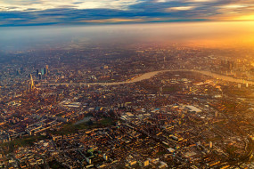 ,  , , sunrise, london, city, flying, sky, fly, airplane, flight, england, plane
