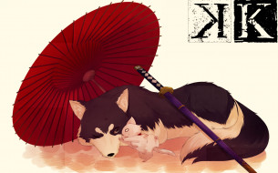 аниме, k project, собаки, зонт