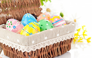      2880x1800 , , , holidays, , eggs, , easter, colorful, wicker, , background, , 