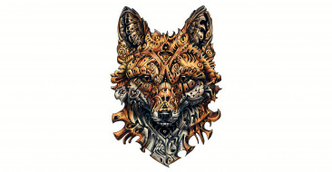      3600x1869 , , fox, drawing, complicated, design