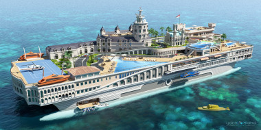      5000x2500 , 3d, streets, of, monaco, gesign, superyacht, yacht-city, -, futuristic, 