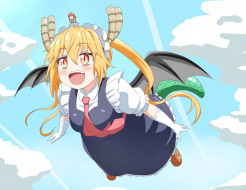 аниме, miss kobayashi`s dragon maid, фон, взгляд, девушка