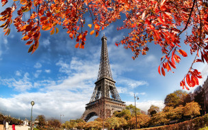      2880x1800 ,  , , leaves, cityscape, autumn, paris, eiffel, tower, 