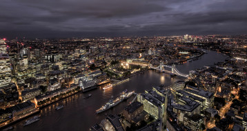 города, лондон , великобритания, ночь, панорама, огни