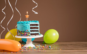      1920x1200 , , cake, , , happy, birthday, decoration, celebration, colorful, ballones, candles, , , 