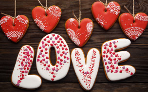 , , red, wood, cookies, love, valentine's, day, , , hearts, , gift, romantic