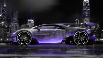 Bugatti Vision Gran Turismo Side Crystal City Night Car 2014     3840x2160 bugatti vision gran turismo side crystal city night car 2014, , 3, bugatti, vision, gran, turismo, side, crystal, city, night, car, 2014