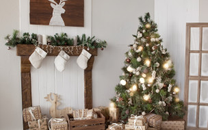      2560x1600 , , , , design, interior, , merry, christmas, , white, home, decoration, gifts, holiday, celebration, , , tree, 