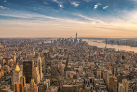 new york, города, нью-йорк , сша, панорама, небоскребы