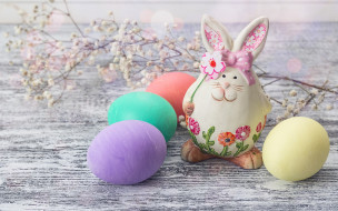      2880x1800 , , happy, easter, wood, decoration, eggs, spring, , , , , flowers