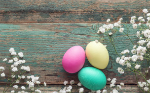      2880x1800 , , , eggs, spring, happy, flowers, , , easter, wood, decoration, 