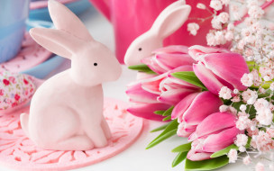      2880x1800 , , spring, flowers, , eggs, delicate, happy, decoration, bunny, easter, pastel, pink, , tulips, 