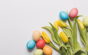 , , easter, , decoration, , , , spring, yellow, tulips, , , flowers, happy, eggs