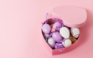      2880x1800 , , spring, eggs, , , , easter, pink, box, heart, decoration, happy