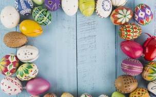      2880x1800 , , colorful, decoration, , happy, spring, eggs, , , wood, easter