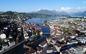 города, люцерн , швейцария, панорама