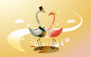  ,  , animals, wedding, flamingo's