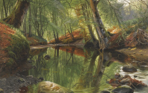 , , a, woodland, stream, danish, realist, painter, , , , , , peder, mrk, mnsted, , , 1895
