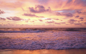     2880x1800 , , , beach, , pink, , , summer, sunset, , , sea, sand, seascape, purple, , beautiful, wave