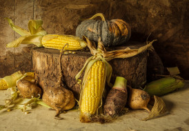      4864x3382 , , still, life, corn, pumpkin, , , , , autumn, harvest, vegetables