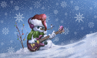      2000x1200 ,   ,  , , martin, mariano, hernandez, tena, by, , , , snowman, illustration, snowboard, merry, christmas, , , , , , , 