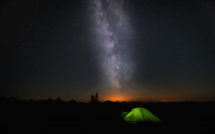 природа, другое, палатка, горы, ночь