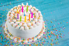 праздничные, день рождения, торт, свечи