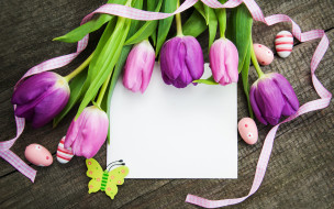      2880x1800 , , , , colorful, , happy, wood, pink, flowers, tulips, easter, purple, eggs, decoration
