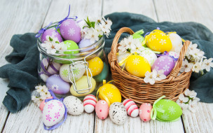      2880x1800 , , , , colorful, happy, wood, pink, blossom, flowers, spring, easter, eggs, decoration, basket