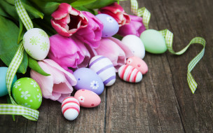 , , , , colorful, , happy, wood, pink, flowers, tulips, easter, purple, eggs, decoration