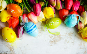      2880x1800 , , , colorful, , happy, flowers, tulips, easter, eggs, , 