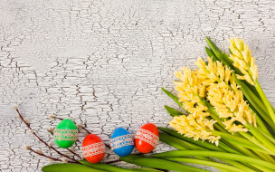 , , , , colorful, happy, yellow, wood, , flowers, easter, eggs, decoration, hyacinth