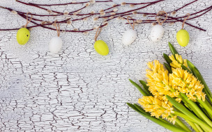      2880x1800 , , , , colorful, happy, yellow, wood, , flowers, easter, eggs, decoration, hyacinth