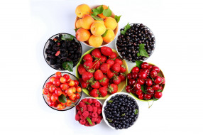 еда, фрукты,  ягоды, абрикосы, малина, ежевика, клубника