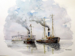 корабли, рисованные